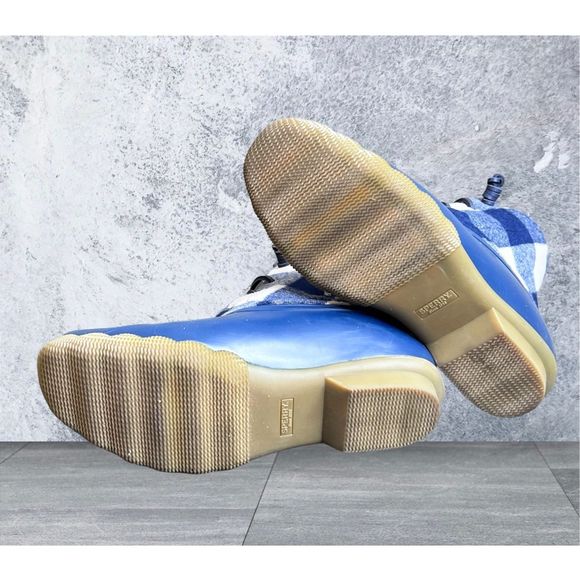 Sperry Saltwater Check Navy Duck Boots Sz10 - Picture 3 of 11